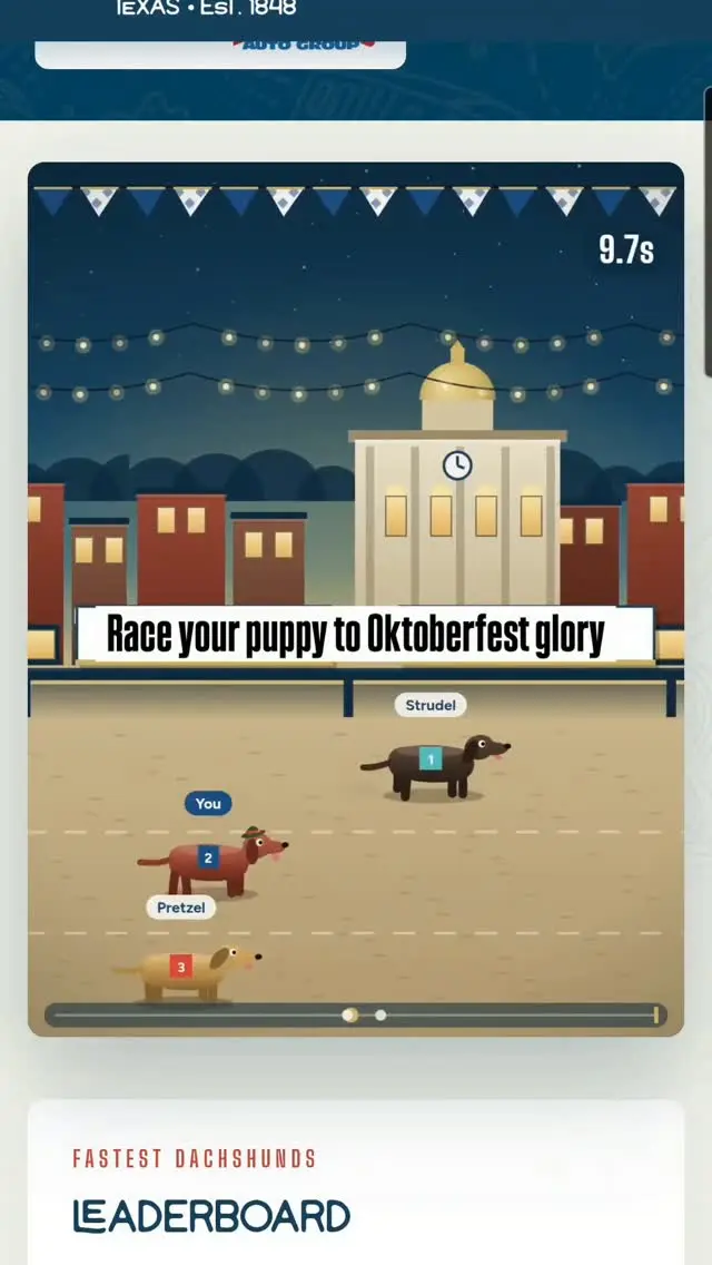 Ready. Set. Wiener! Play our newest McKinney Oktoberfest game, Dachshund Dash. Free to play and howl-arious fun for everyone. Click the link in the bio to join the leader board. And don't forget to at