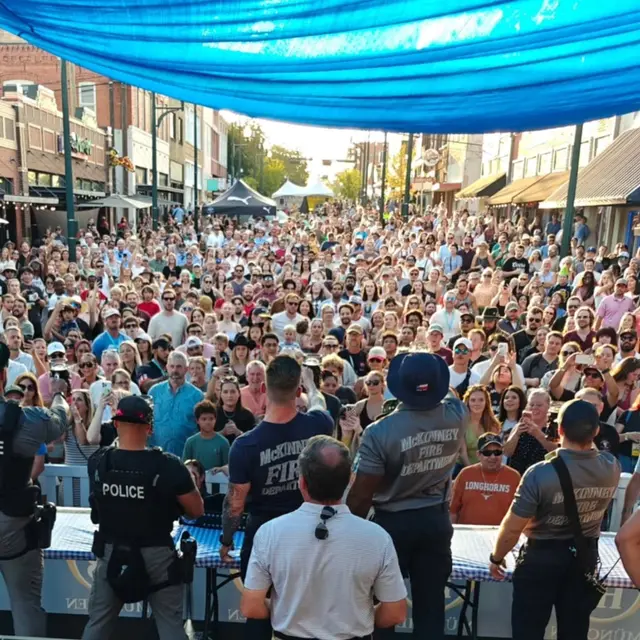 Oh don't mind us. We just had a few friends visit to watch the McKinney PD vs. McKinney Fire Department Root Beer Stein Holding Competition. Speaking of visit, today is your last day to attend McKinne