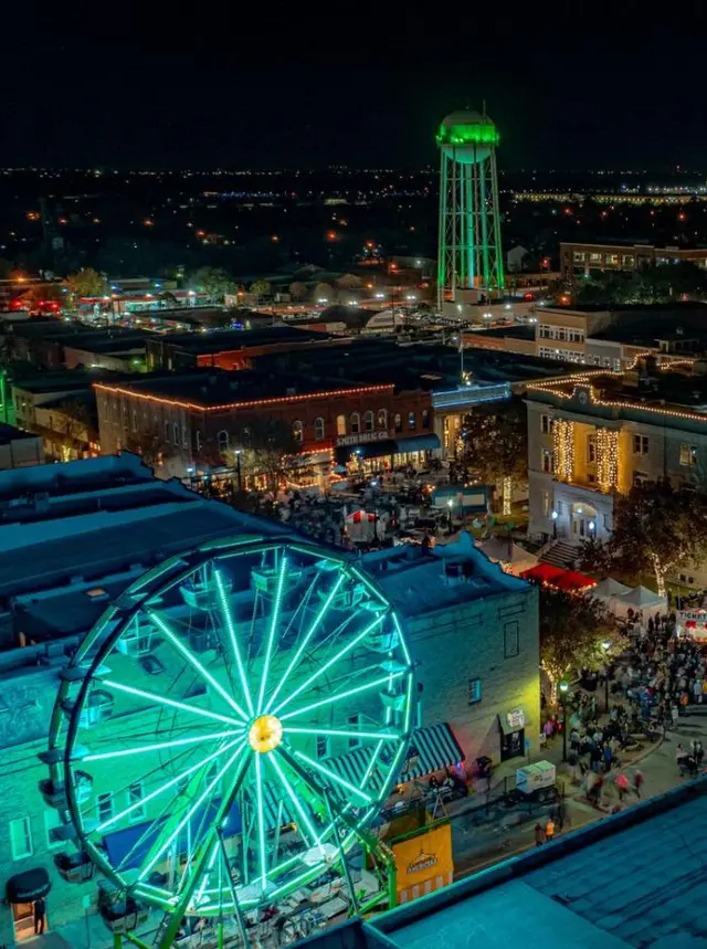Downtown McKinney lit for the holidays