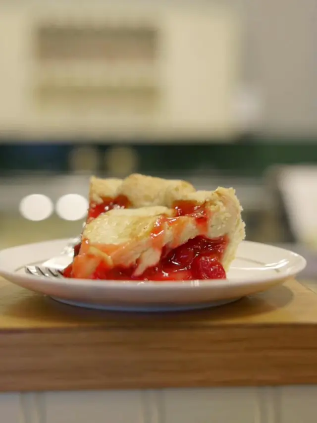piece of strawberry pie on a plate